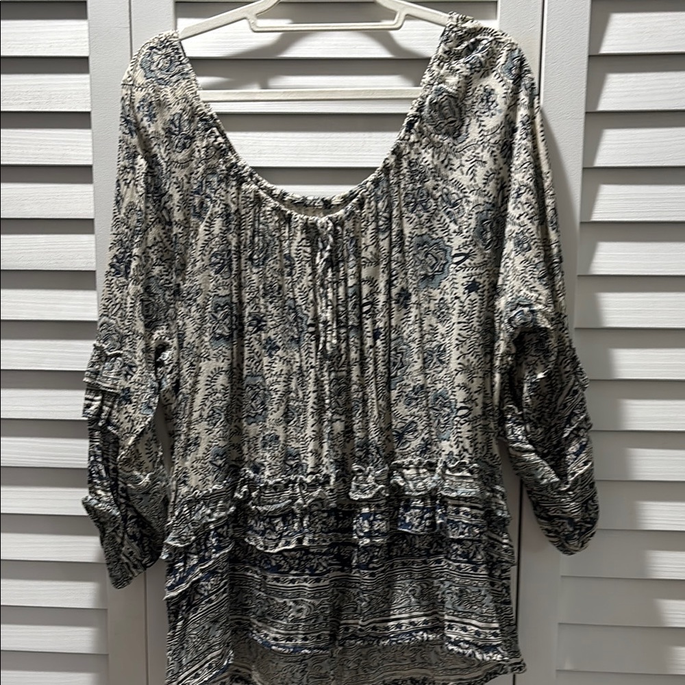 Denim & Supply Ralph Lauren Blue and White Blouse